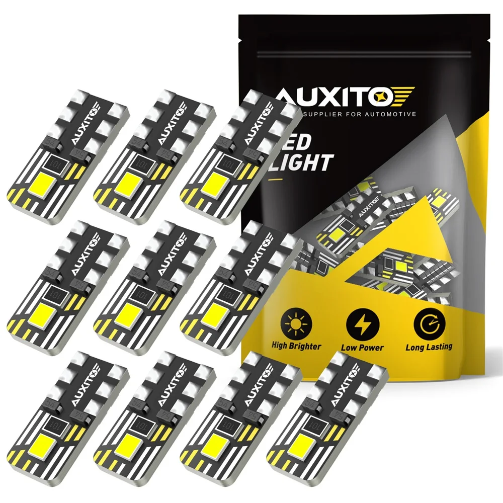 AUXITO LED 캔버스 오류 없음 전구, 자동차 인테리어 조명, 194 LED 신호 램프, 포드 몬데오 MK4 쿠가 피에스타 MK7 S 맥스, W5W T10, 10 개