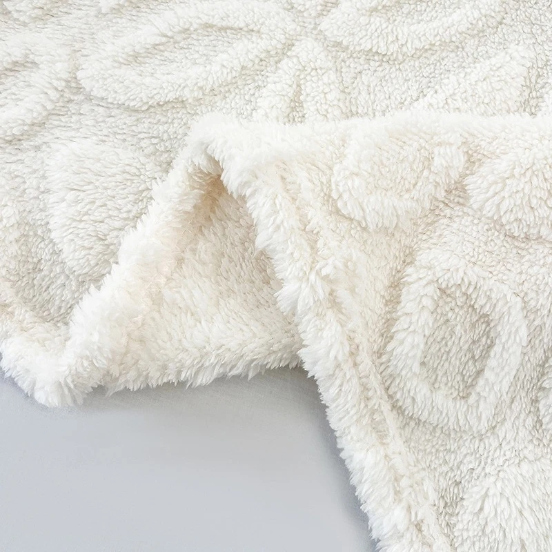 

Jacquard Soft Cozy Throw Blankets for Beds Sofa Cover Simple Warm Fluffy Coral Fleece Blanket Winter Ideal Gift Home Decoration