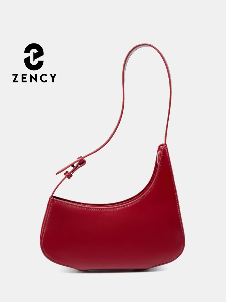 Zency Luxury Red Handbag Leather Purses Fashion Women High end Shoulder Bag Messenger Bag Ladies Underarm Bag Half Moon Bags Sac