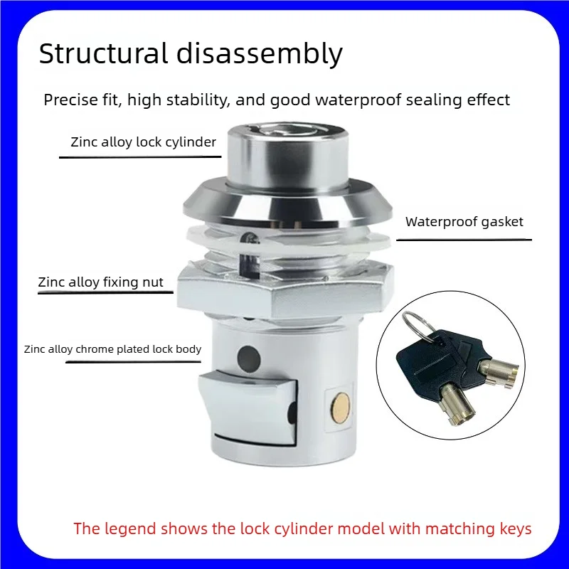 Push Lock Cylinder Reset Lock Round Button Cam Lock for Industrial Equipment Box Electrical Cabinet Control Cabinet Door