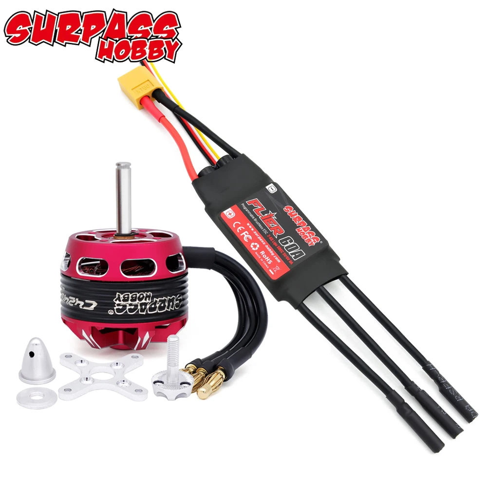 Surpass Hobby C4240/ C4250/ C4260 V2 Outrunner Brushless Motor Flier 60A/80A 2-6S 32-bit Brushless ESC For RC Fixed wing Aircraf