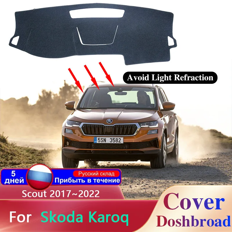 

Dashboard Cover Dash Board Mat Carpet Dashmat for Skoda Karoq Scout 2017~2022 2019 2020 2021 Pad Sunshade Cushion Accessories