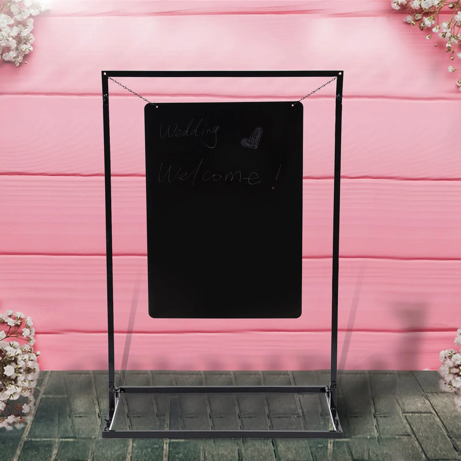 

Elegant Black Wedding Welcome Sign Stand 75x50x110cm - Free Standing Advertising Display Rack for Ceremony, Reception & Events