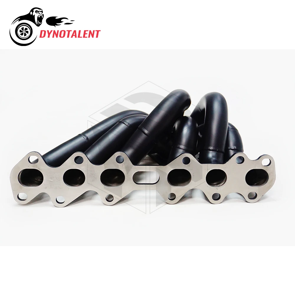 DYN RACING Black Ceramic Coating 45mm OD 3mm Steam Pipe SS304 Supra 2JZGTE 2JZ-GTE 2JZ GTE Equal Length T4 Turbo Manifold