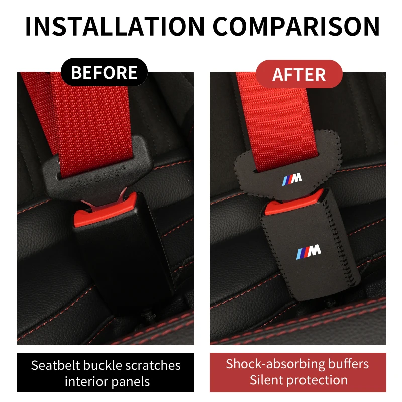 2PC Car Seat Belt Buckle Protective Cover Safety Belt Plug Clip Case For BMW M X1 X3 X5 X6 X7 E30 E90 M3 E84 E83 E91 E70 F30 G60