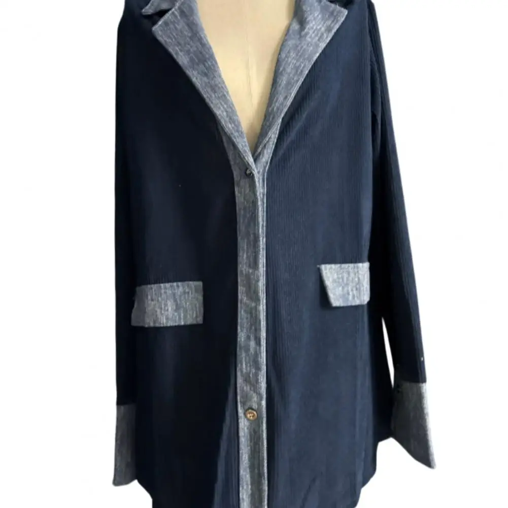 2026 Spring Autumn New Women Elegant Fashion Versatile Slim Long Sleeve Spliced Jacket Denim Lapel Jean Blazer Coat