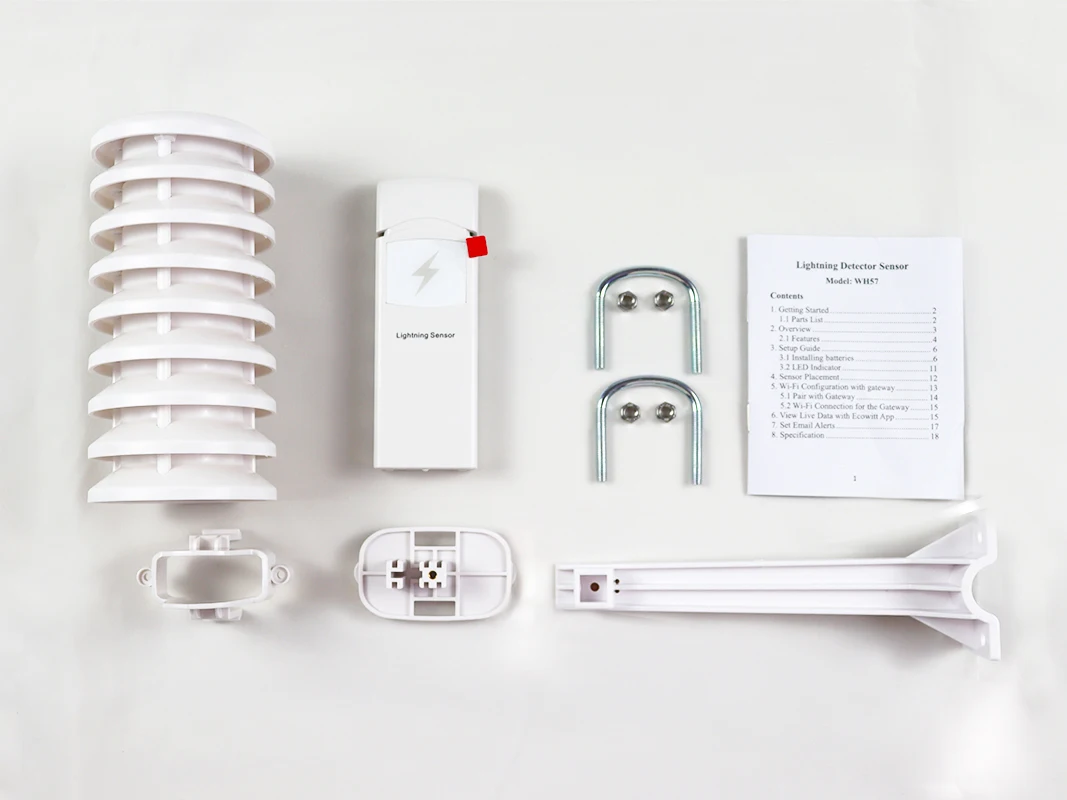 

Misol WH57 outdoor wireless lightning sensor with plastic shield, lightning detection sensor