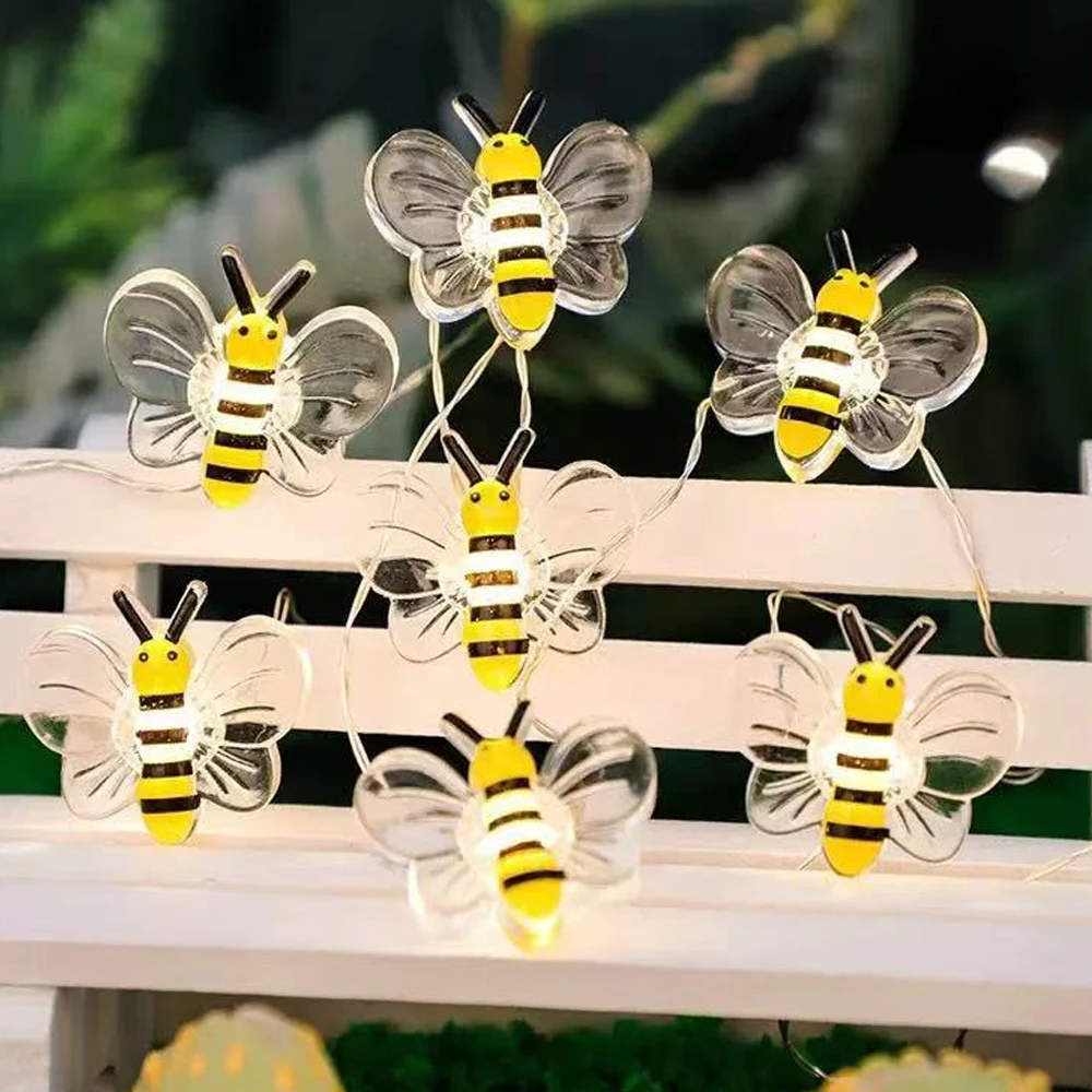 

LED battery box, bee and flower-shaped decorative light string, 20leds, 30leds, room atmosphere, festival party color lights