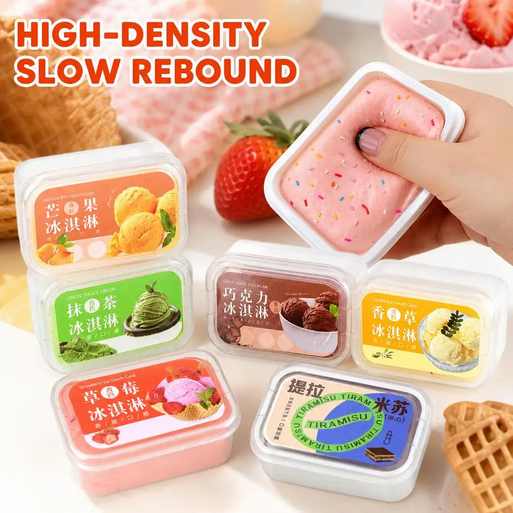 Squishy Simulated Ice Cream Cake Slow Rising Stress Relief Sensory Fidget Toy Gifts Kids Adults Tiramisu Ice Cream Squeeze Toy