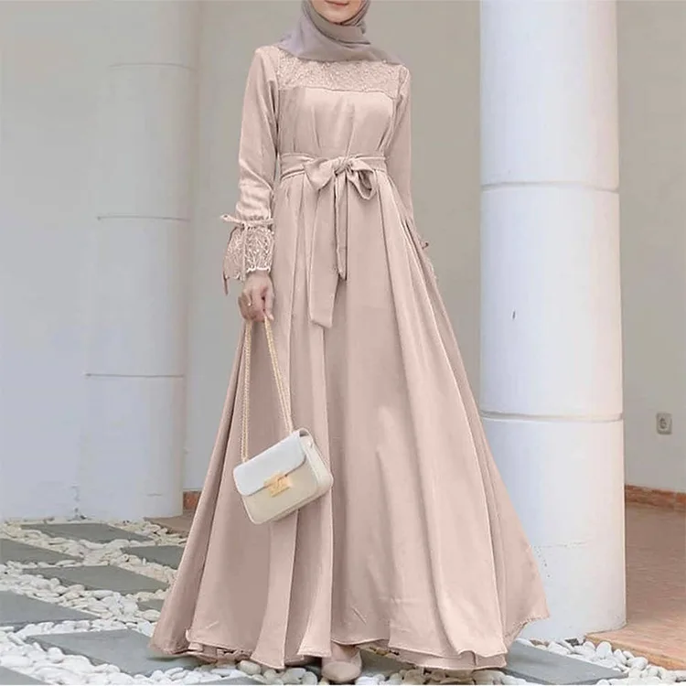 Creative 2024 Summer Women's Wear Solid Color Collage Four sided Bounce Muslim Women's Wear