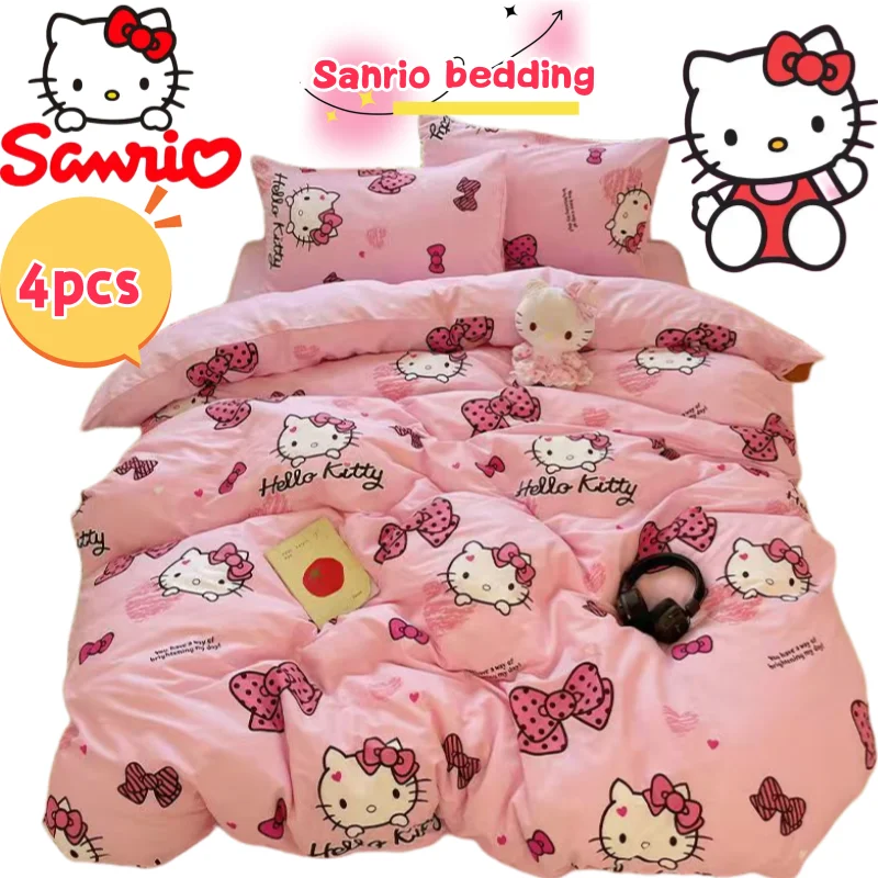 

Sanrio Hello Kitty My Melody Kuromi Cinnamoroll комплект из четырех предметов креативное высококачественное постельное белье с рисунком «сделай сам» для молодых девушек