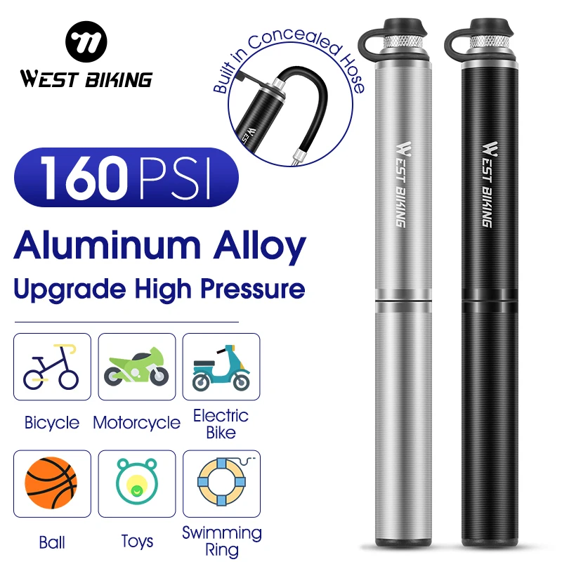 

WEST BIKING Portable Bicycle Pump Cycling Inflator Hand Pump For Bicycle 100-160 PSI Presta/Schrader Road MTB Mountain Bike Pump