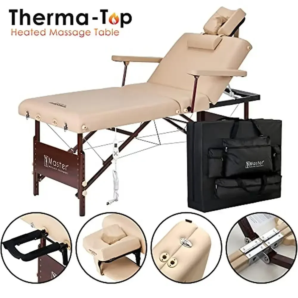 Portable Therma-Top Heated Wooden Massage Table Package with Memory Foam 30