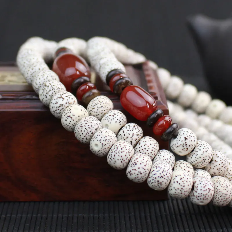 Natural Xingyue Bodhi A++ Hainan Seed Gaomi Shun White 108 Buddhist Beads Bracelet Original