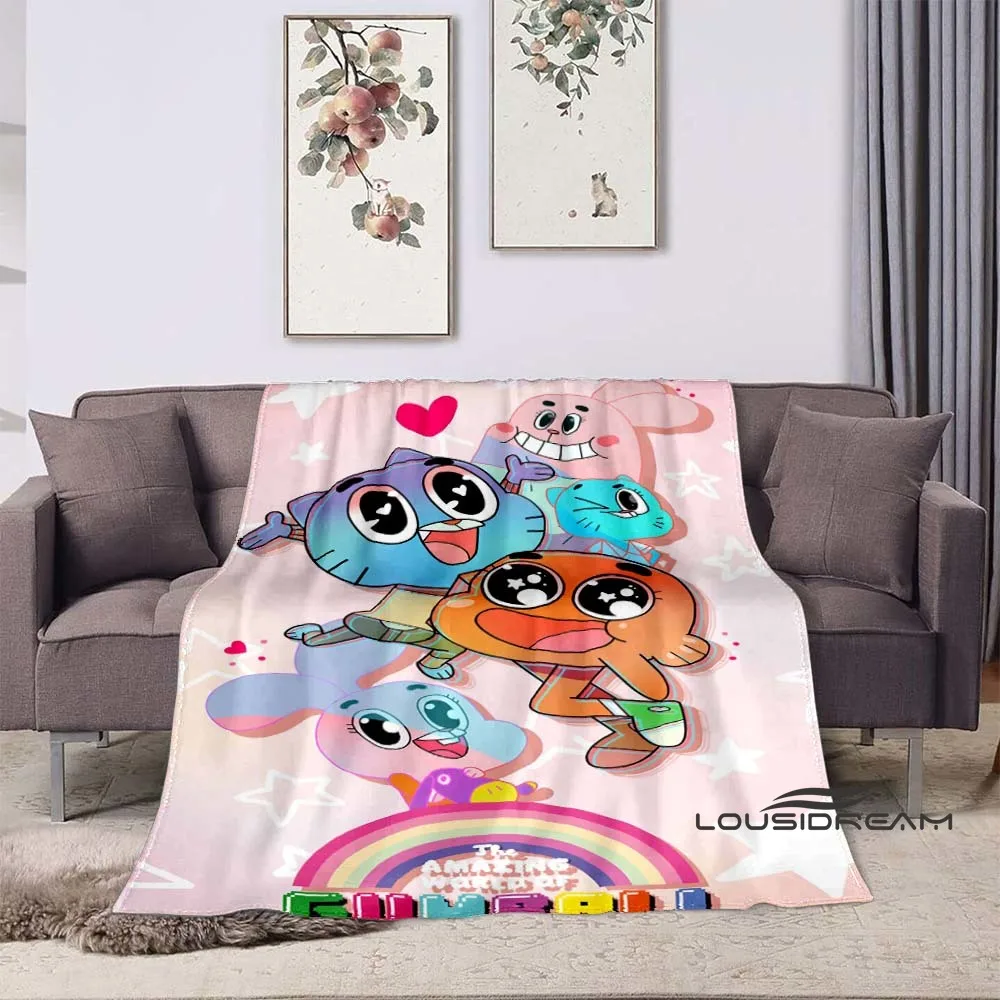 3DCartoon Cute T-The Amazing World of Gumball Blanket Soft and Comfortable Flannel Blanket Children's Nap Cover Blanket