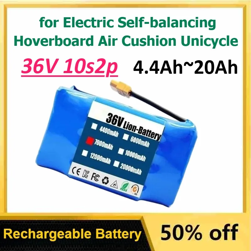 

36V 4.4Ah 6Ah 7Ah 10Ah 12Ah 10s2p Lithium-Ion Rechargeable Battery for Electric Self-balancing Hoverboard Air Cushion Unicycle
