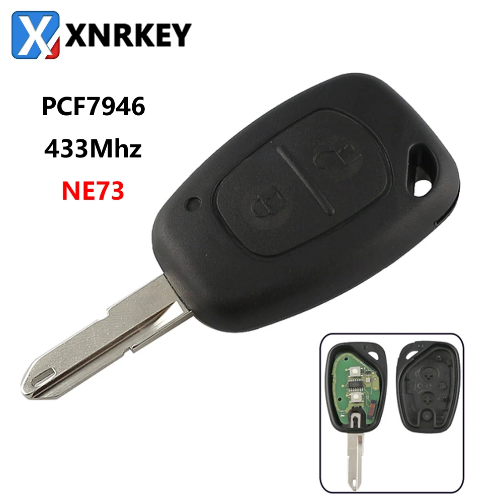 

XNRKEY 2-кнопочный Автомобильный Дистанционный ключ PCF7946 чип 433 МГц с лезвием NE73 для Renault Master Trafic Kangoo Nissan Interstar Primastar