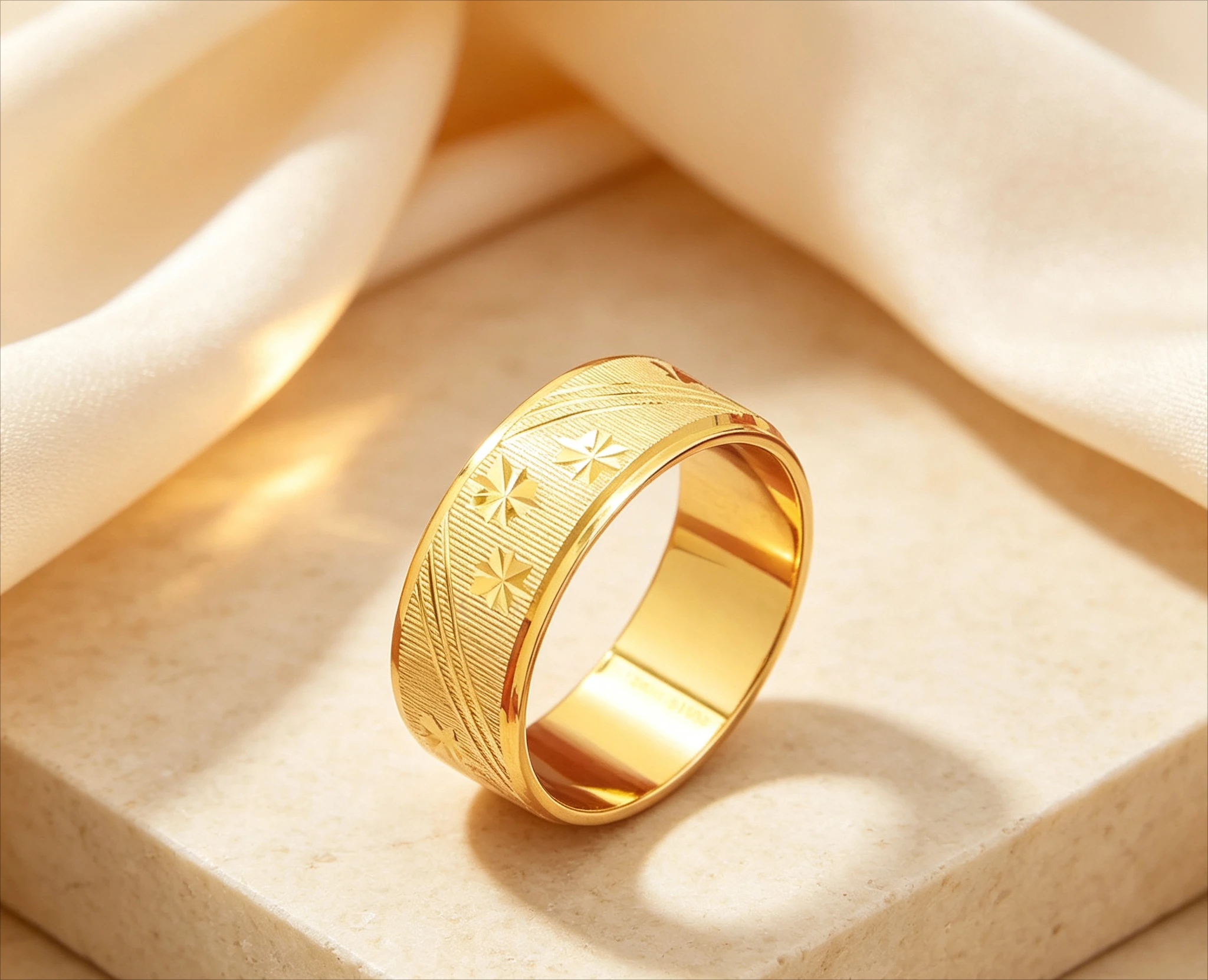 9999  gold ring rich and domineering retro frosted flat plate ring pair  birthday gift