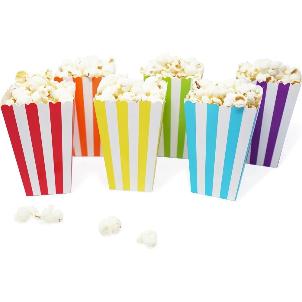 24pcs Mini Popcorn & Candy Favor Treat Boxes For Birthday, Bridal and Baby Shower - Assorted Striped Design view 5