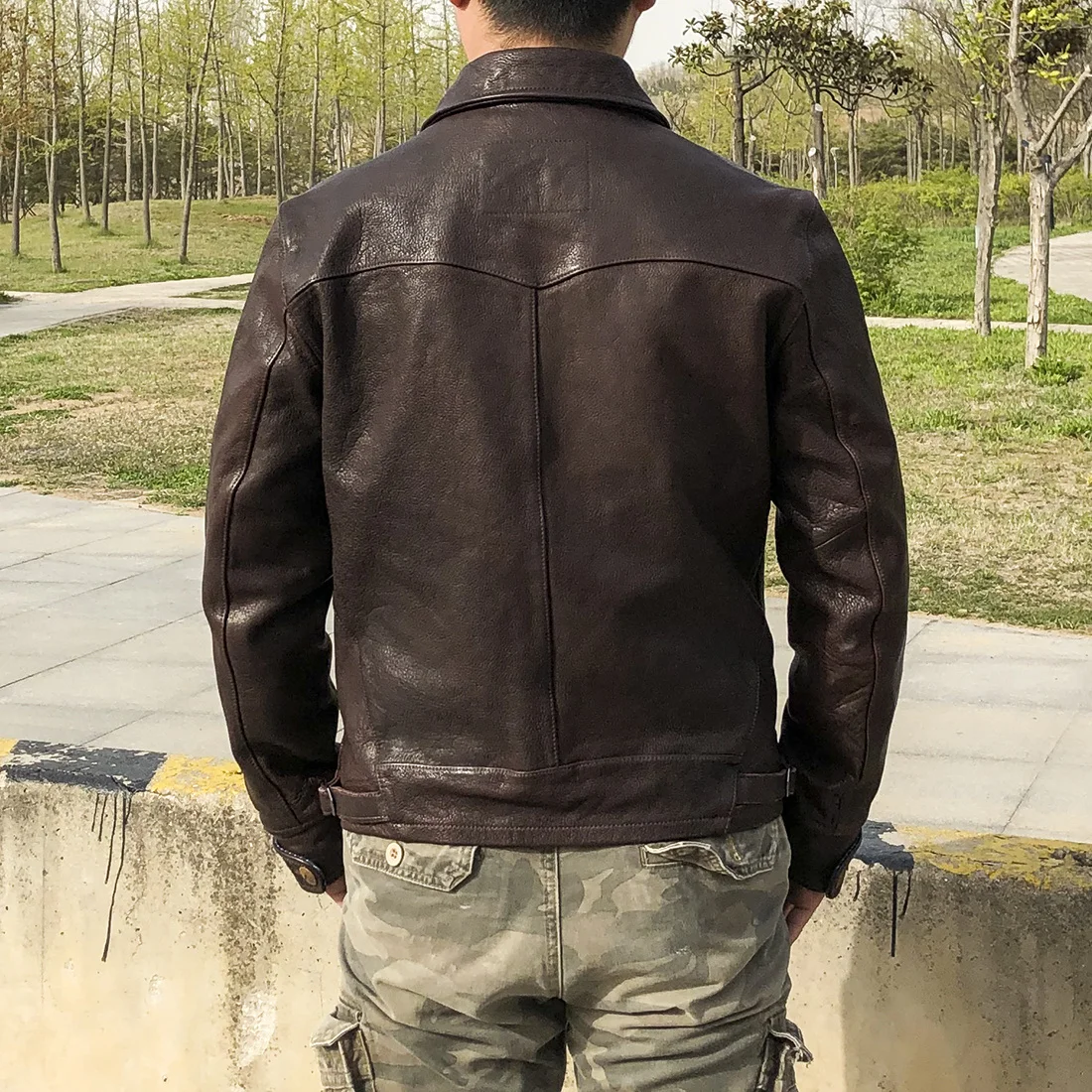 vintage Free shipping.Luxury Origin brown Genuine leather jacket.men classic casual natural goatskin coat.quality leather cloth