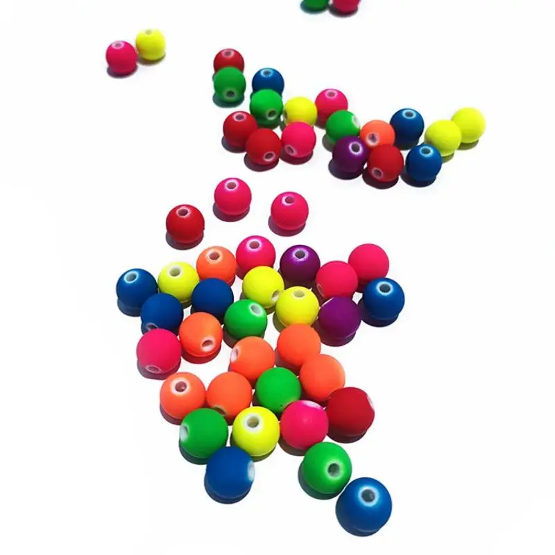 8mm 6mm mixed Matte Fluorescent Neon Round Acrylic Seed Spacer Beads For Jewelry findings YKL0084-8