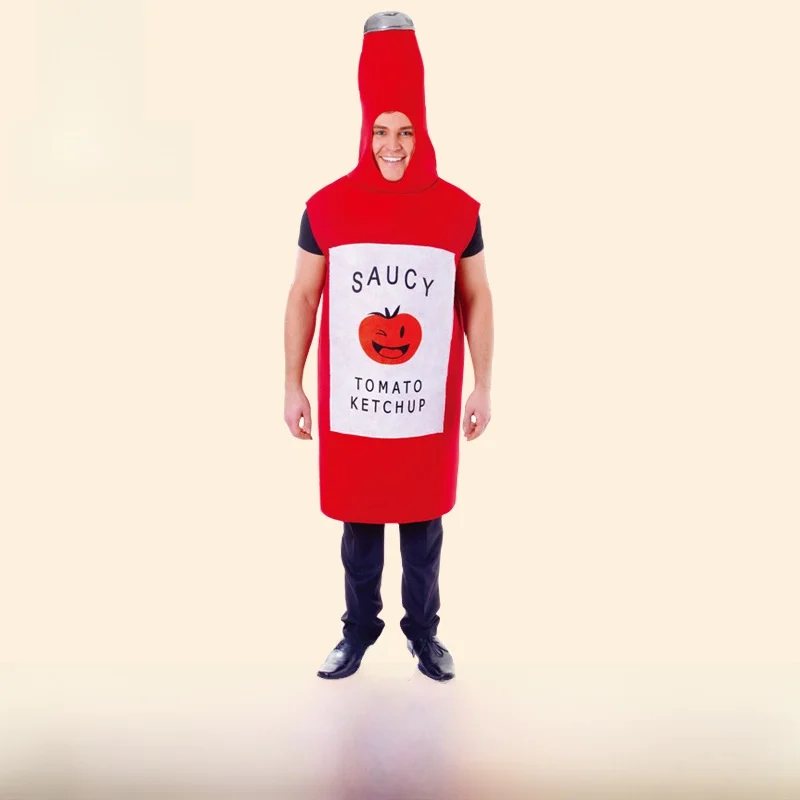 

Костюм на Хэллоуин, костюм для бутылки соуса, забавный костюм куклы для косплея, сценический костюм, женская вязаная юбка