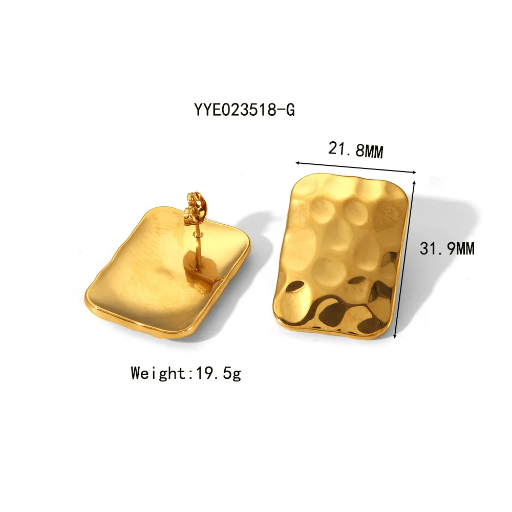 مسمار بيرس ذهبي اللون من الفولاذ المقاوم للصدأ على شكل مستطيل للنساء، مسمار كبير من الهيب هوب باللون الفضي #2