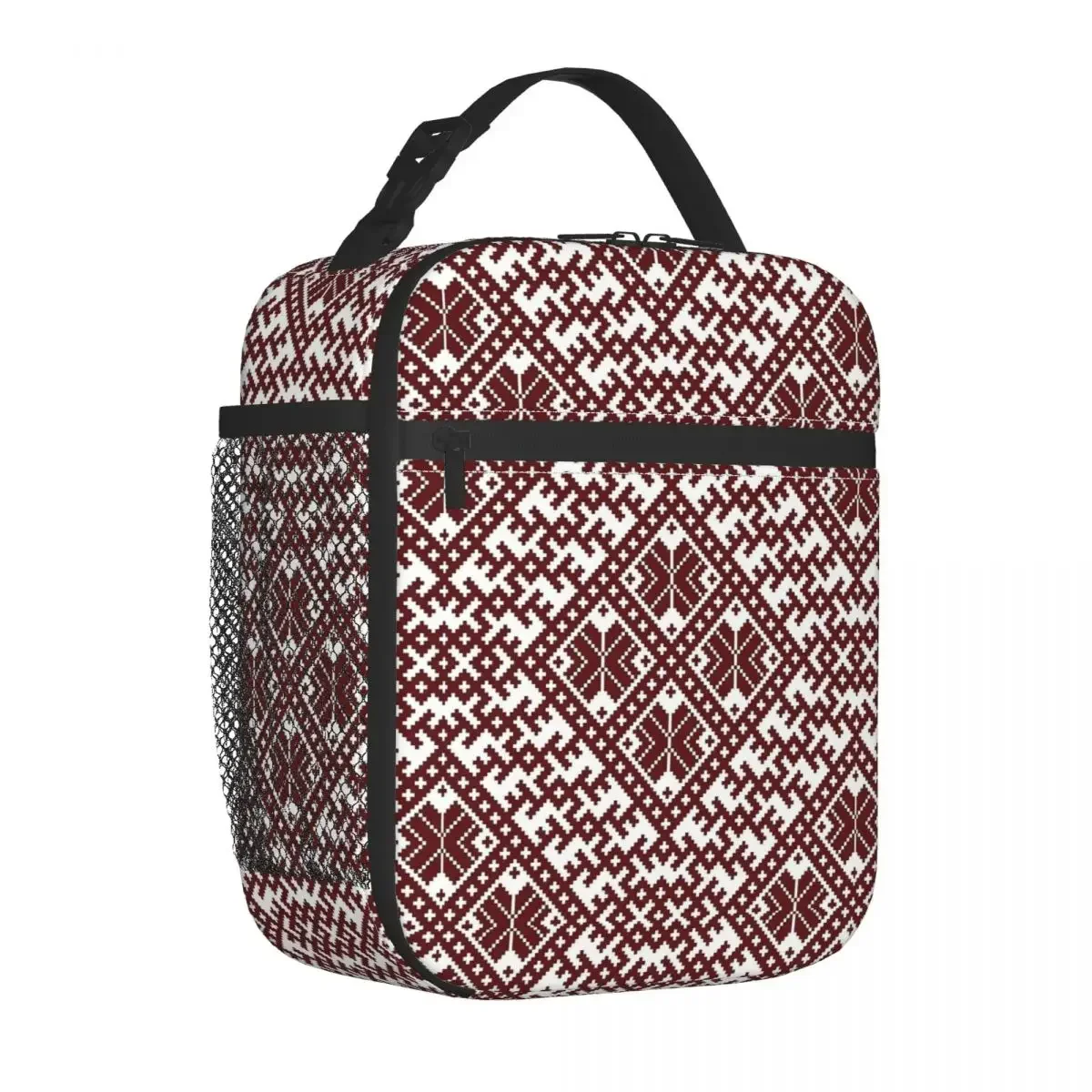 

Traditional Nordic Folk Insulated Lunch Bag Leakproof Latvian Pattern Cooler Bag Tote Lunch Box College Outdoor Bento Pouch