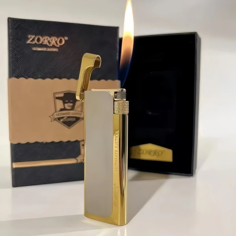 

New Zoro Metal Zinc Alloy Ultra Thin Grinding Wheel Side Slip Pure Copper Inflatable Gas Lighter Smoking Accessories Small Tool