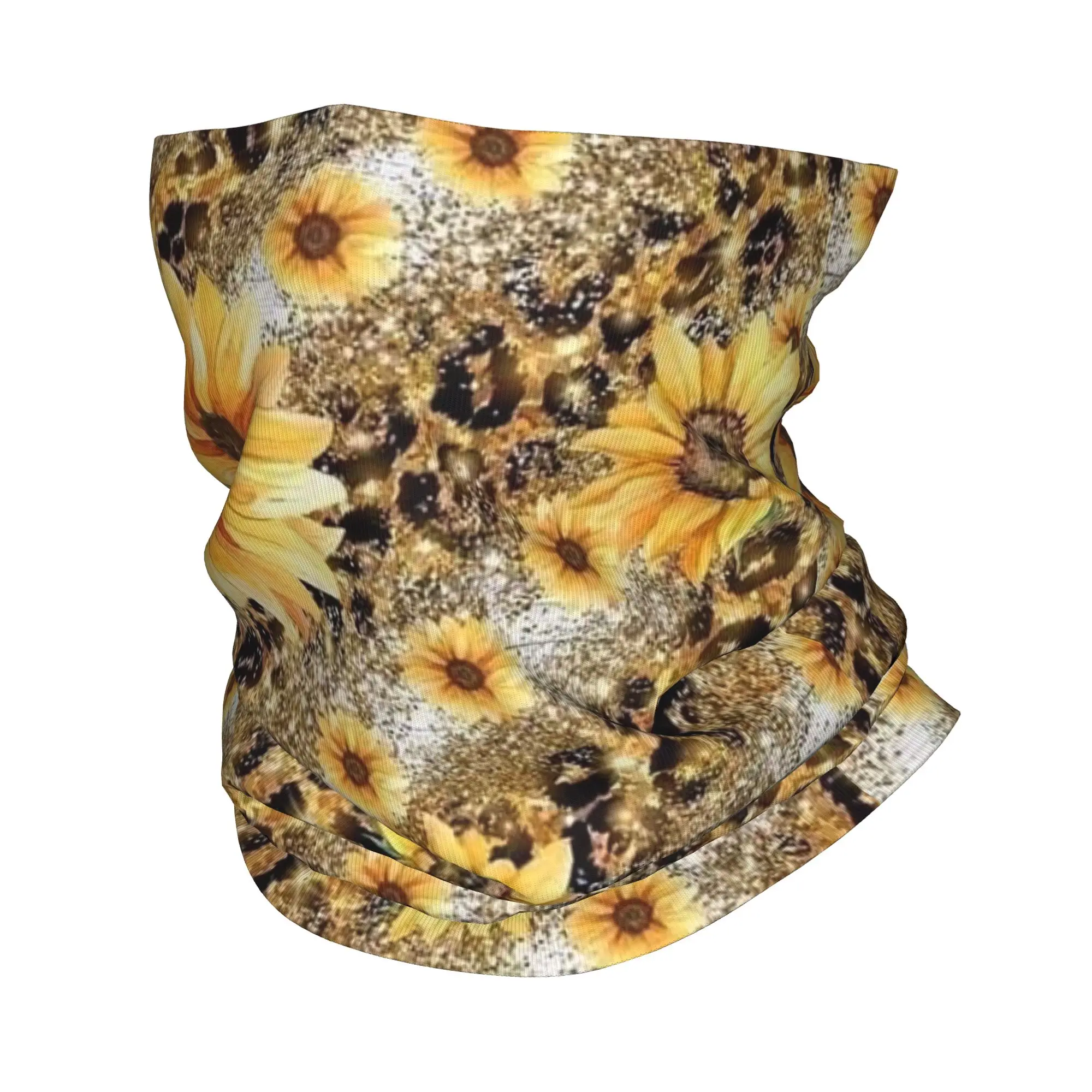 

Sunflower and Leopard Print Bandana Neck Gaiter Printed Mask Scarf Warm Face Mask Running For Men Women Adult