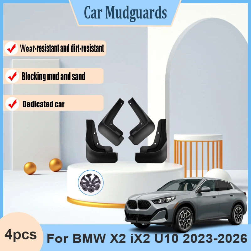 

Car Muds Flap For BMW X2 Accessories iX2 U10 2023-2026 2024 2025 4 PCS Splash-proof Splash Guards Flap Mudguards Fender Styling