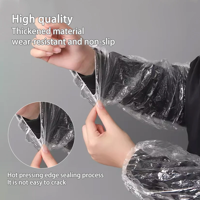 100pcs/bag Waterproof Oil-proof Disposable Arm Sleeves High Quality Thickned PE Material Wear-resistant Non-slip Clear Sleeves