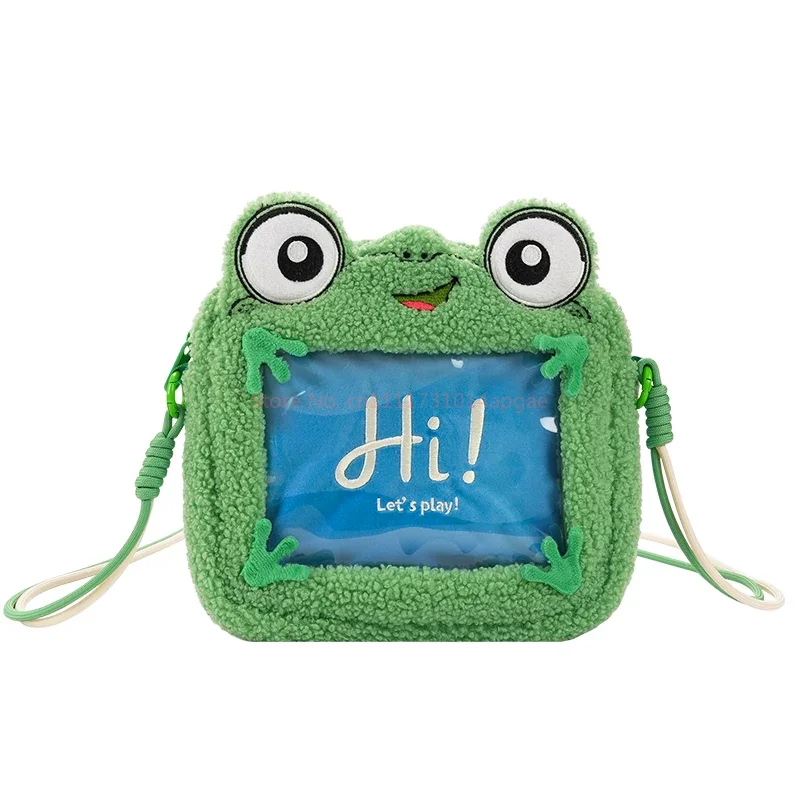 Genuine Potdemiel Green Frog Plush Crossbody Bag Toy Story Funny Transparent Window Shoulder Bag For Women Daily Outdoor Gifts view 6
