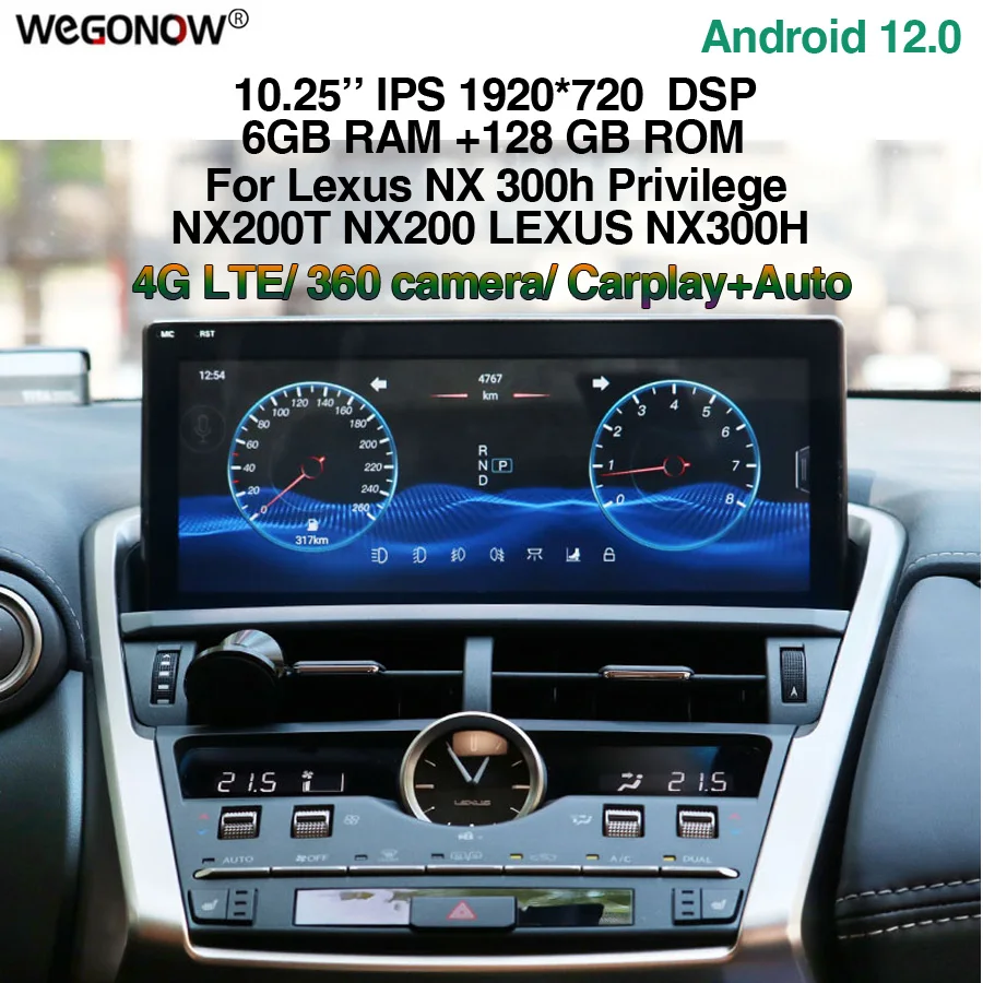 

Carplay 6G+128G 10.25" Android 12.0 Car DVD Player GPS map RDS Radio BT5.0 For Lexus NX 300h Privilege NX200T NX200 LEXUS NX300H