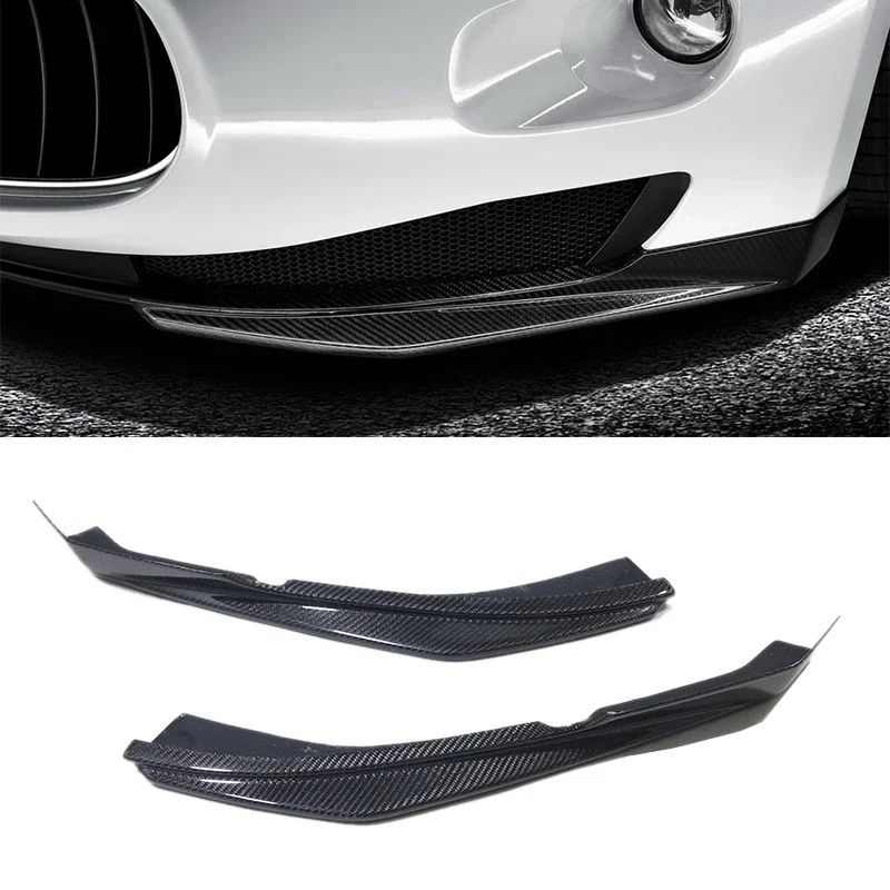 For Maserati-GranTurismo Real Carbon Fiber Anterior Wrap Angle Front Car Spoiler Trim Bumper Lip Body 2 PCS 2007-2020