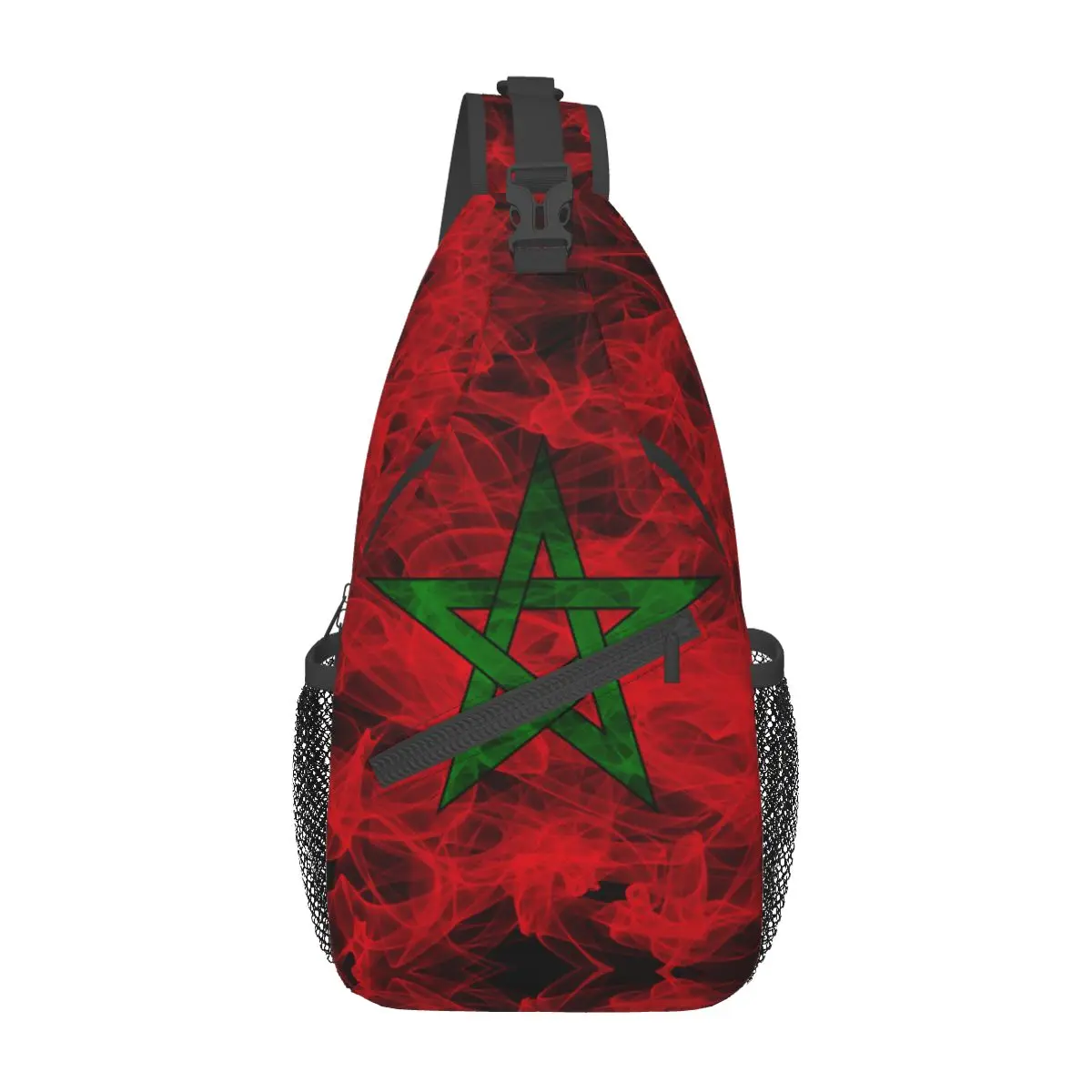 Bandolera con bandera marroquí para hombre y mujer, bolso de pecho, mochila de hombro, mochila de día para senderismo, paquete de viaje al aire libre