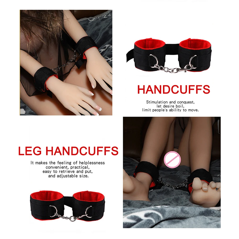 17 Pcs/Set Sex Bdsm Bondage Restraint Kit Handcuffs Collar Fetishism Female Couples Bracelet Leather Whip Whipping Sex Tool Shop