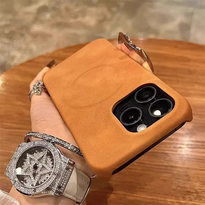 الفاخرة الرجعية جلد الخراف اللاسلكية تهمة المغناطيسي لحالة Magsafe آيفون 16 15 14 زائد 13 12 برو ماكس لينة ماتي غطاء