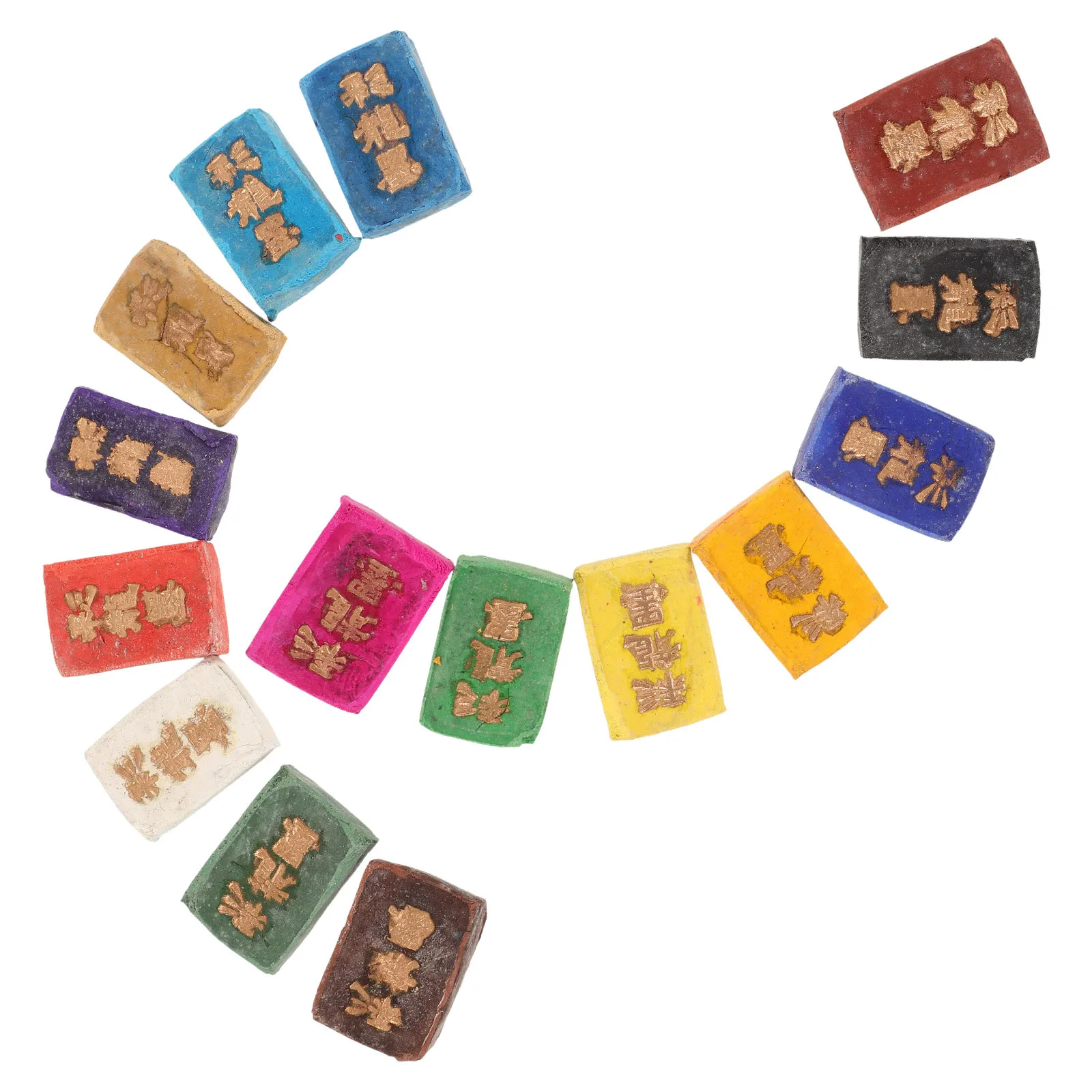 15 قطعة من أعواد الحبر الملونة، كتلة حبر صينية مصنوعة يدويًا مبتكرة لطلاب رسم الخط، ممارسة قاعدة مسطحة ناعمة #3