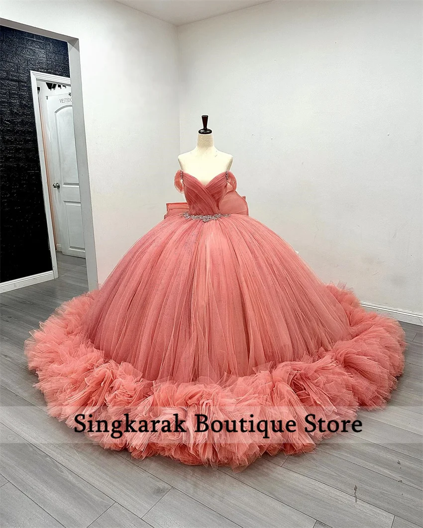 New 2024 Purple Princess Quinceanera Dresses With Bow Ball Gown Crystals Beads Tiered Ruffles Sweet 15th Dress  Customized