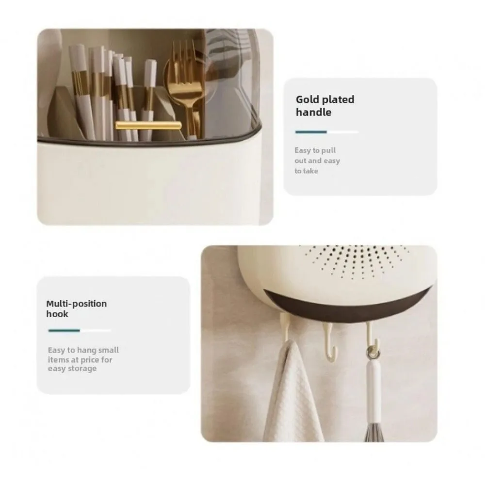 

Punch-free Wall-mounted Chopstick Cage Ventilated Draining Chopstick Storage Box Good Load-bearing Removable