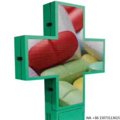 

Factory Direct LED Pharmacy Cross Sign Full Color Outdoor Waterproof Iron Housing Custom Size Display Cube LED Case US Stock