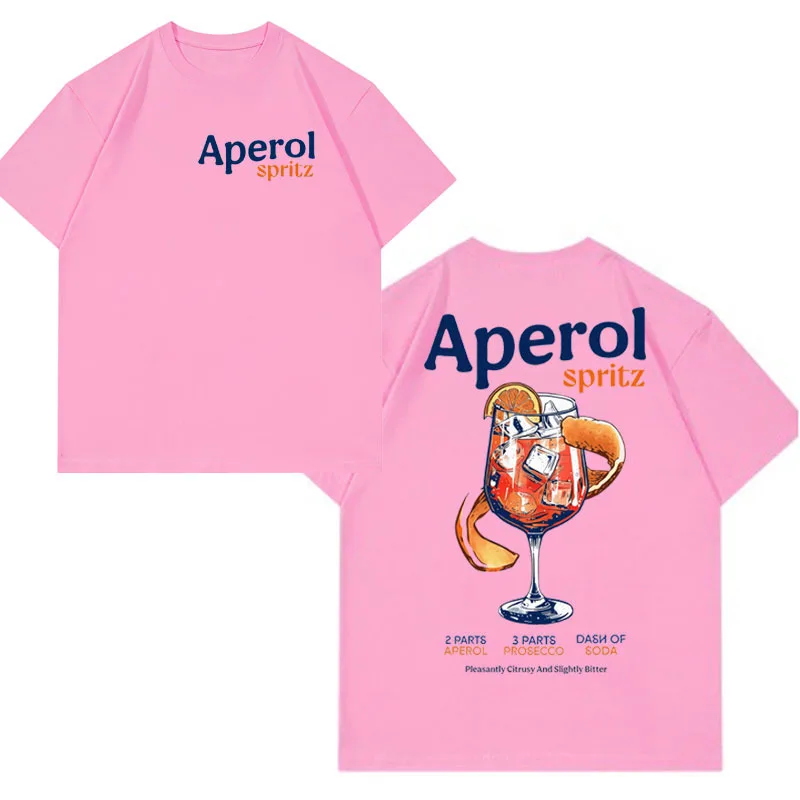 APEROL SPRTlZ Funny T Shirt Cocktail Themed Gift Fashion Oversized Short Sleeve T-shirt Men Women Gothic Streetwear Tees Male