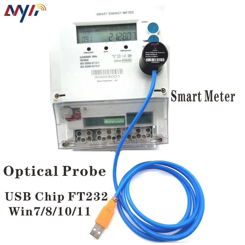 Herramienta de sensor de sonda óptica FT232 IEC61107, USB 2,0, IEC62056-21 DLMS para kWh, caudalímetro de agua, medidor de Gas, lectura