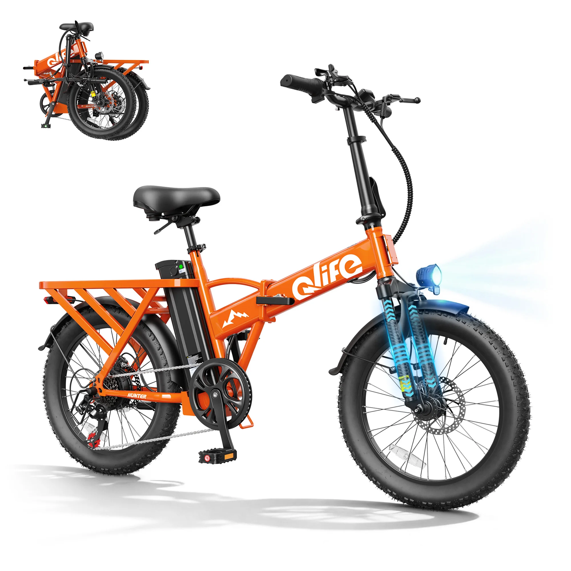 Qlife 20"×3" Fat Tire Foldable Ebike, 1200W Peak Motor 48V 13.5Ah Battery, 28MPH 65Mi Long Range Electric Bicycle image 3