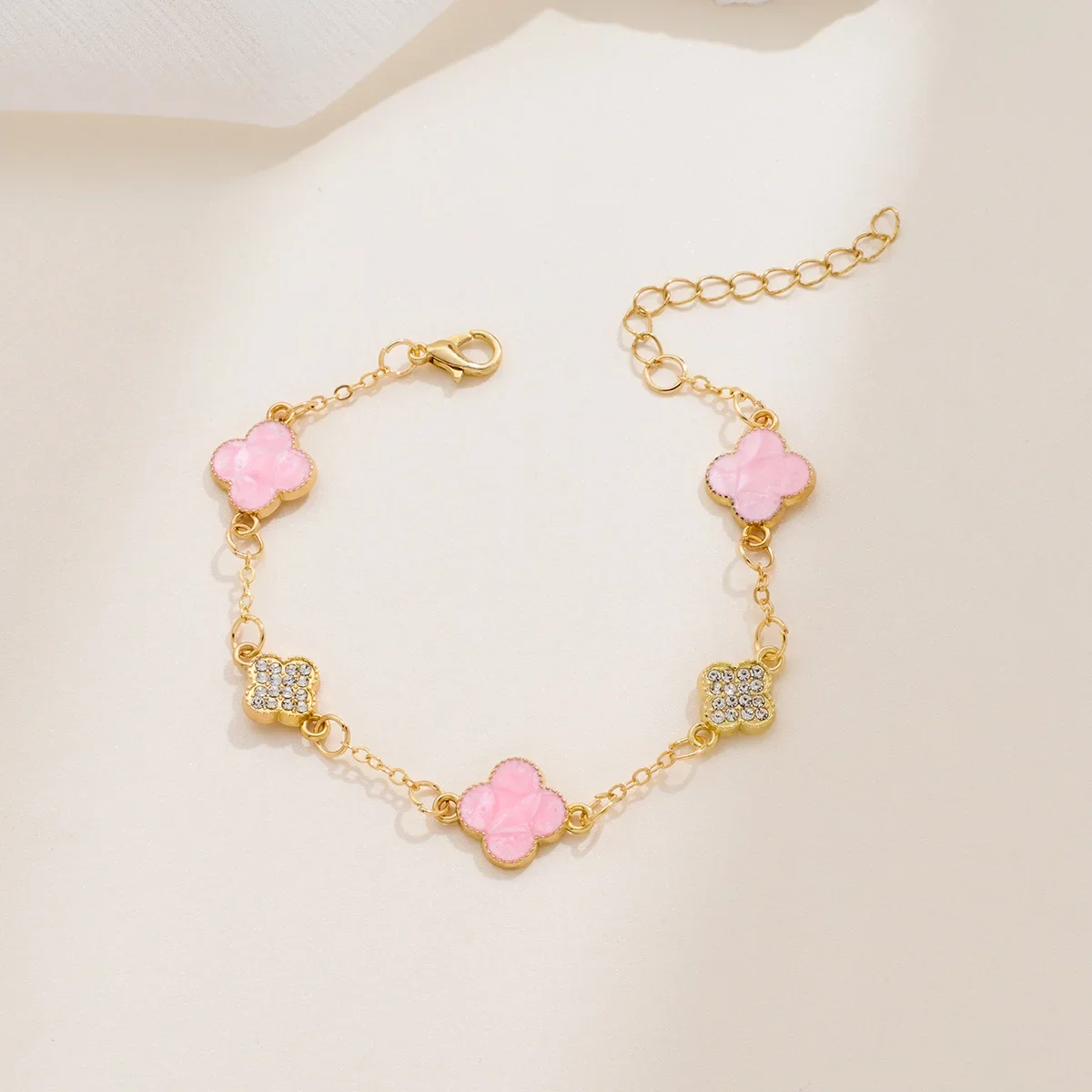 Lujosa pulsera de la suerte de trébol multicolor, diseño de nicho de alta gama, circonita brillante, joyería elegante