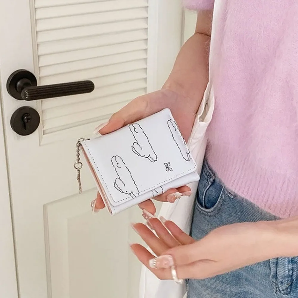 

Новый кошелек из искусственной кожи на молнии с бантом, держатель для кредитных карт, тройной милый кролик, чехол для визитных карточек, подарок