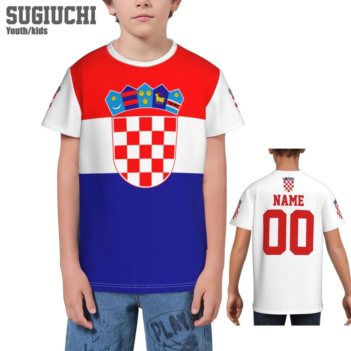 Custom Name Number Croatia Flag Emblem 3D T-shirts For Kids Youth Boy/Girl Tees jersey Soccer Football Fans Gift T shirt