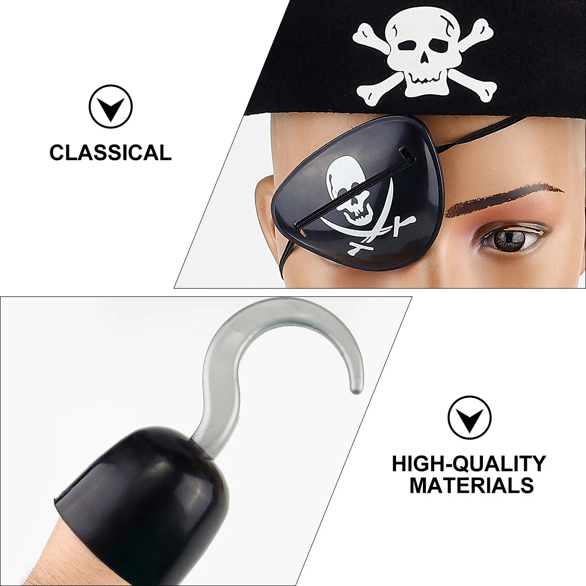 3 個ハロウィン海賊帽子スーツ子供コスチューム耐久性のあるパーティーアクセサリーカリブ海の冒険セット海賊コスチュームセット