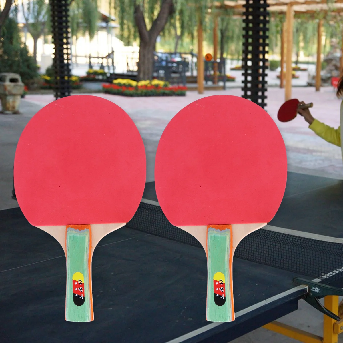 1 Set Table Tennis Racket Set Pong Paddle Set Table Tennis Racket for Adults Kids (2pcs Horizontal and Straight Racket+ 3 Balls)